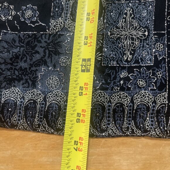 Chico’s Travelers Sz 2 US Sz 12 Jacket Black Glitter Metallic Long Sleeve Tie - Picture 9 of 11